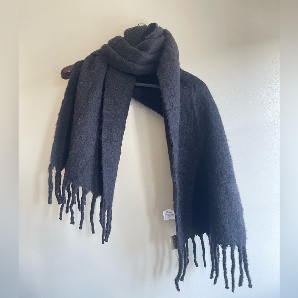 J. Crew Black Brushed Woven Oversized Scarf
